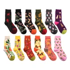 Женские носки, Мультяшные собаки, кот, голубь, цветочное растение, Harajuku, забавные, милые, счастливые, корейские, уличные, в стиле хип-хоп, винтажные женские хлопковые чулки