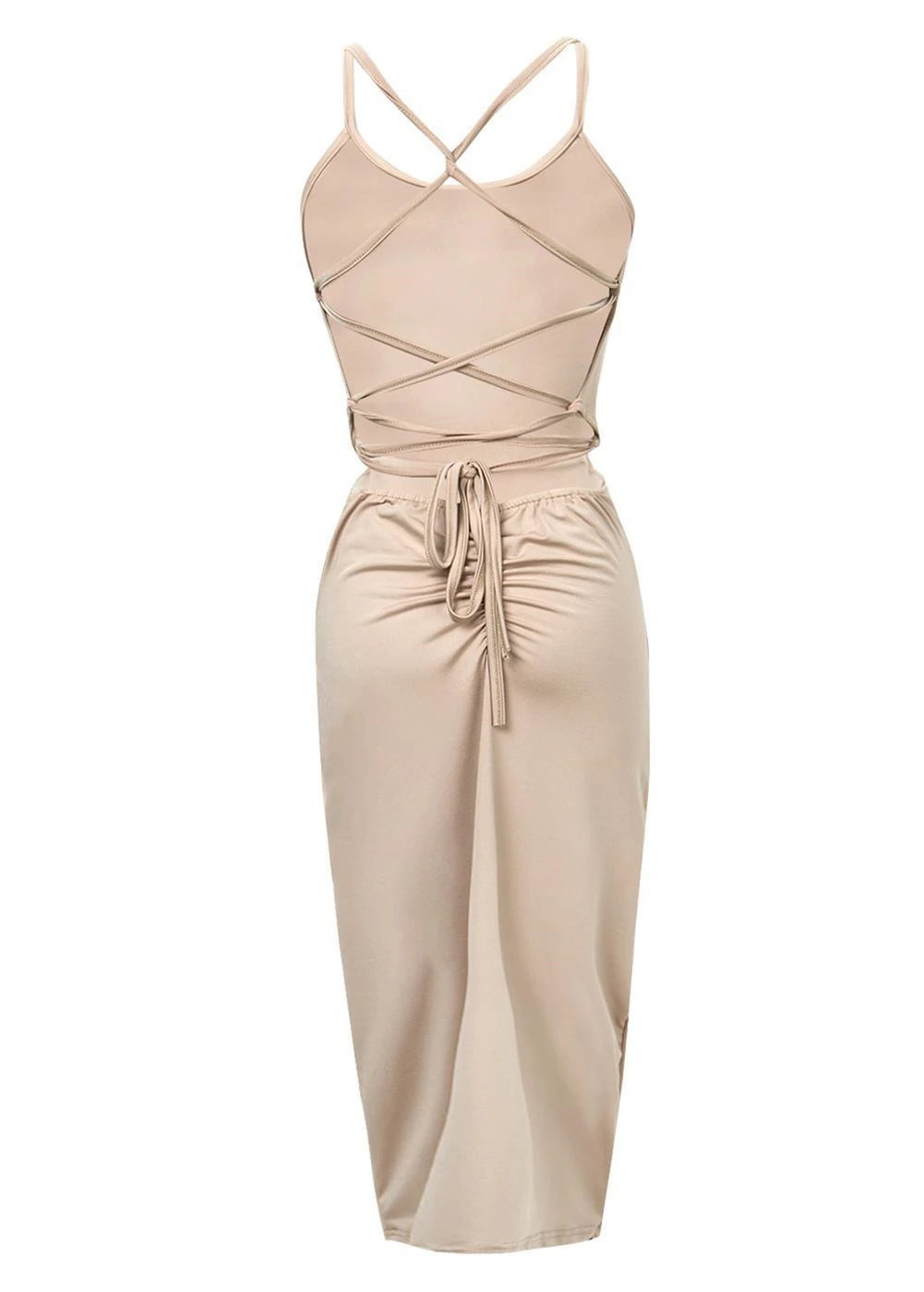 

Fashion Women Girls Solid Strappy Summer Dress Backless Sleevelesss Party Cocktail Beach Short Slim Sundress