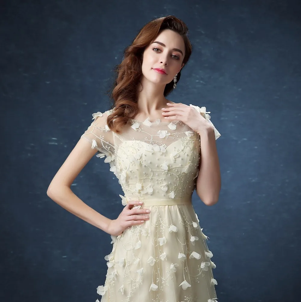 Женское вечернее платье Vivian's Bridal милое Сетчатое с 3d цветочной аппликацией и