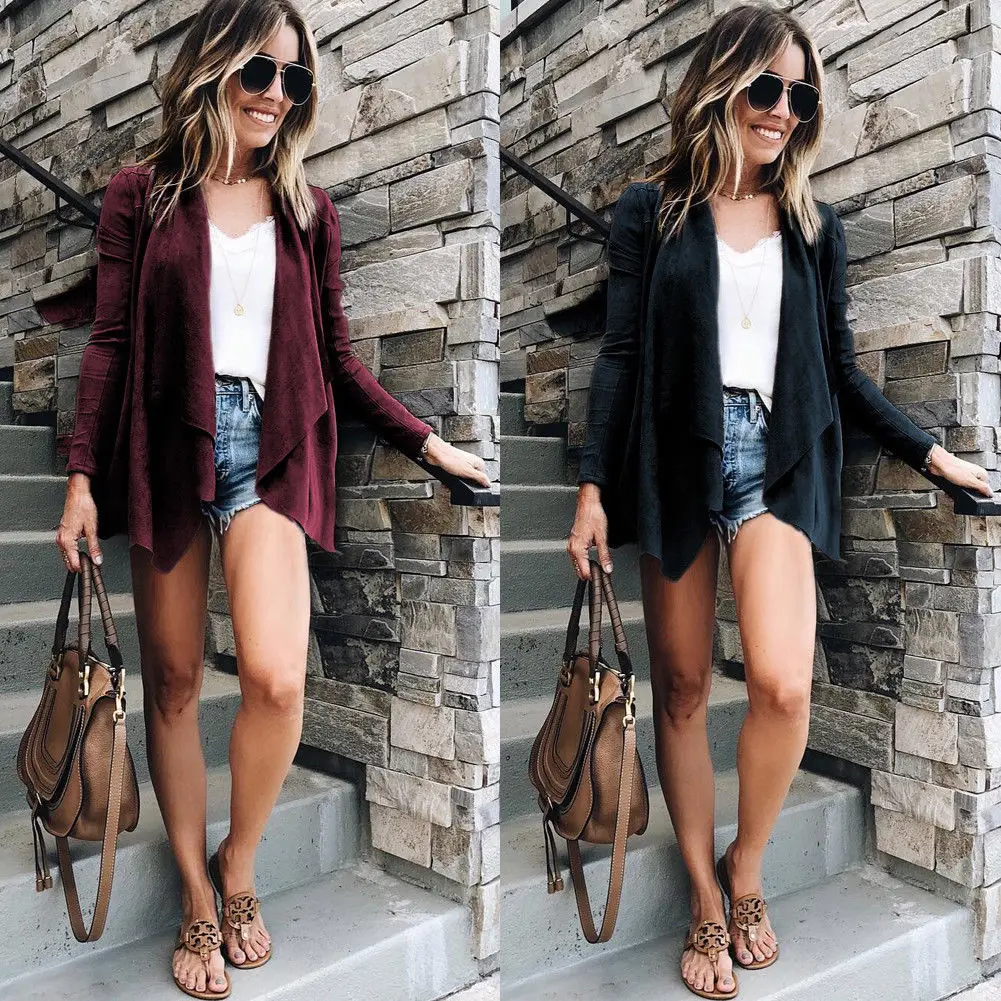 Женский кардиган с длинным рукавом повседневная куртка пальто верхняя одежда