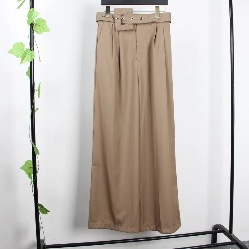 CHICEVER Casual Solid Trousers For Women High Waist Zipper Bandage Sashes Pockets Wide Leg Pants Female Summer Korean Fashion | Женская