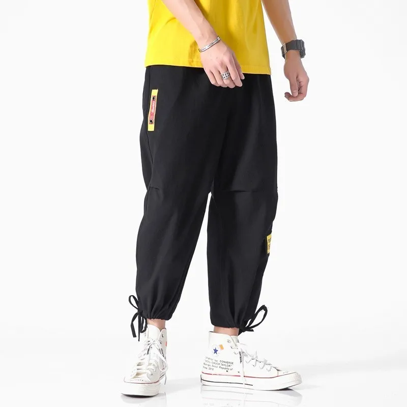 5XL мужские однотонные ремни с пряжкой хлопковые брюки-шаровары 2019 хип хоп мульти