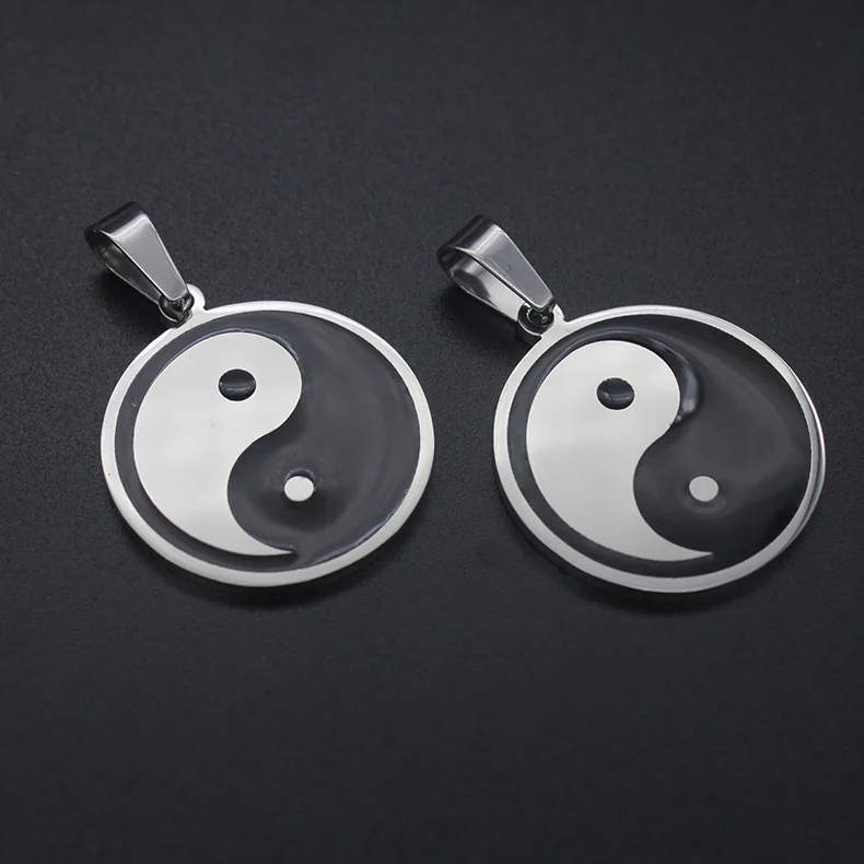 Женский и мужской винтажный амулет Yin Yang Bagua Taichi черно белая Подвеска из