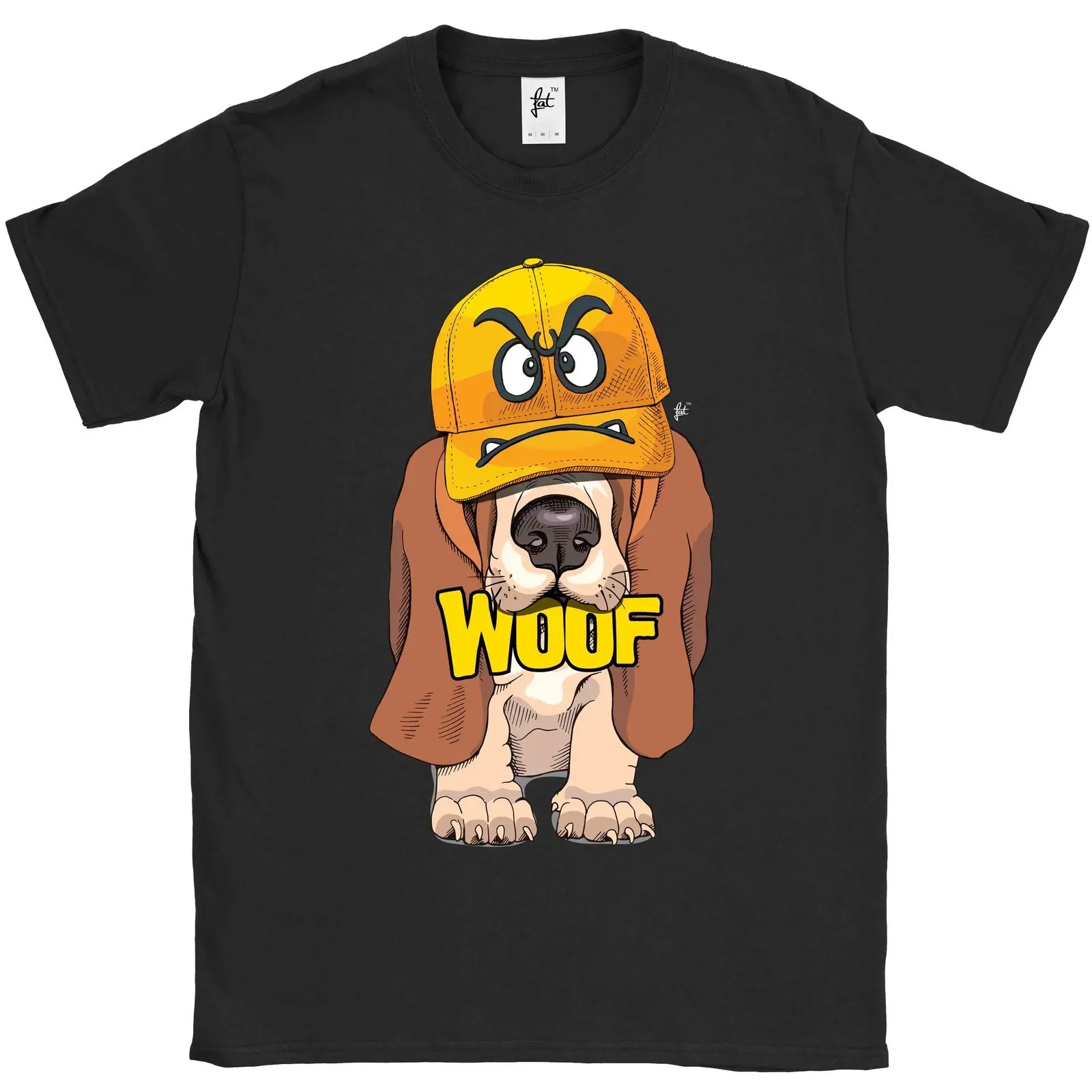 Bassett Hound Puppy носить сердитое лицо кепки Woof Мужская футболка 2019 модная 100% хлопок