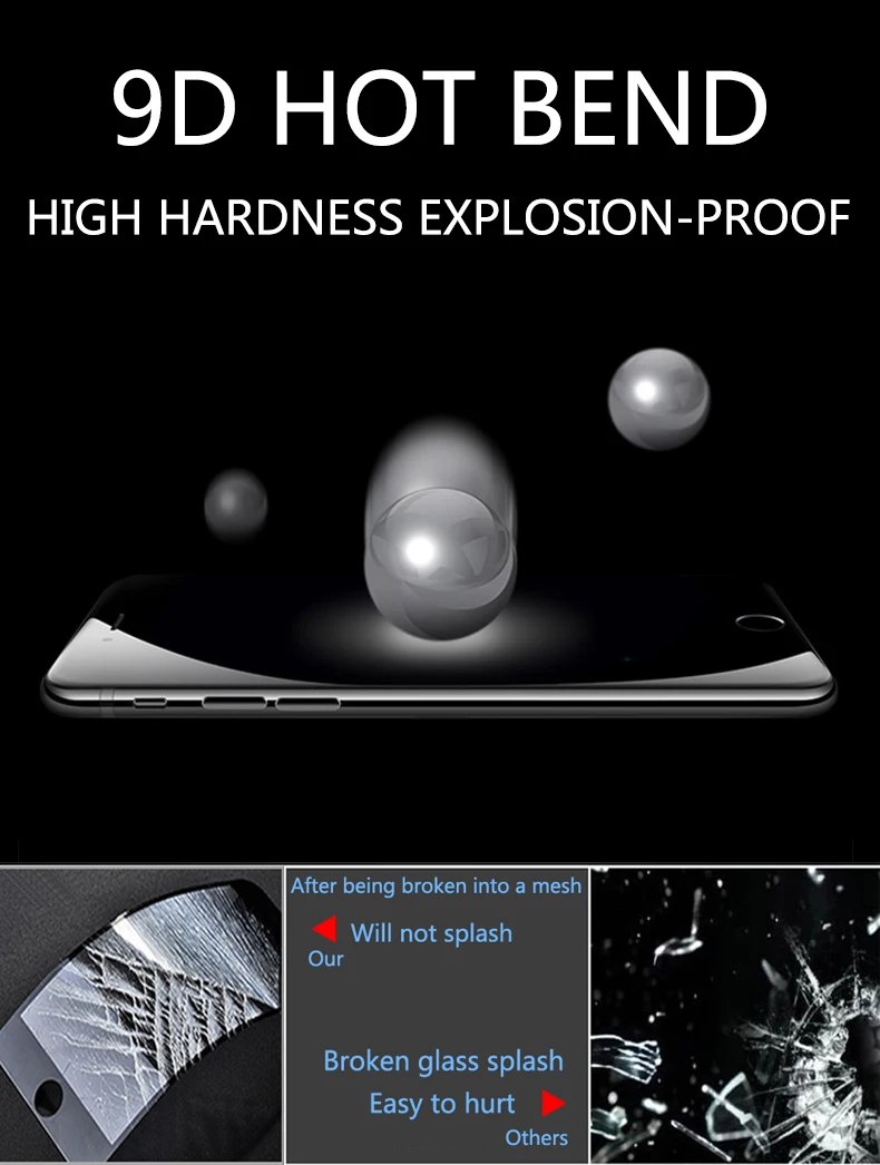 9D полное покрытие Защитное стекло для iPhone 7 8 Plus Flim X XR XS Max защита экрана закаленное