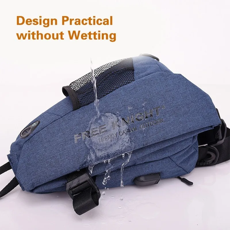 Waterproof and anti-theft backpack with USB charging port for outdoor leisure chest | Спорт и развлечения