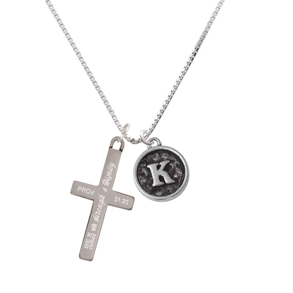 Старинная круглая печать начальная к сила и достоинство крест ожерелье|Подвески|