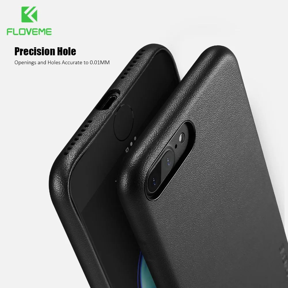 Чехол из искусственной кожи с текстурой FLOVEME для iPhone 6 S 7 8 Plus 360 градусов полная