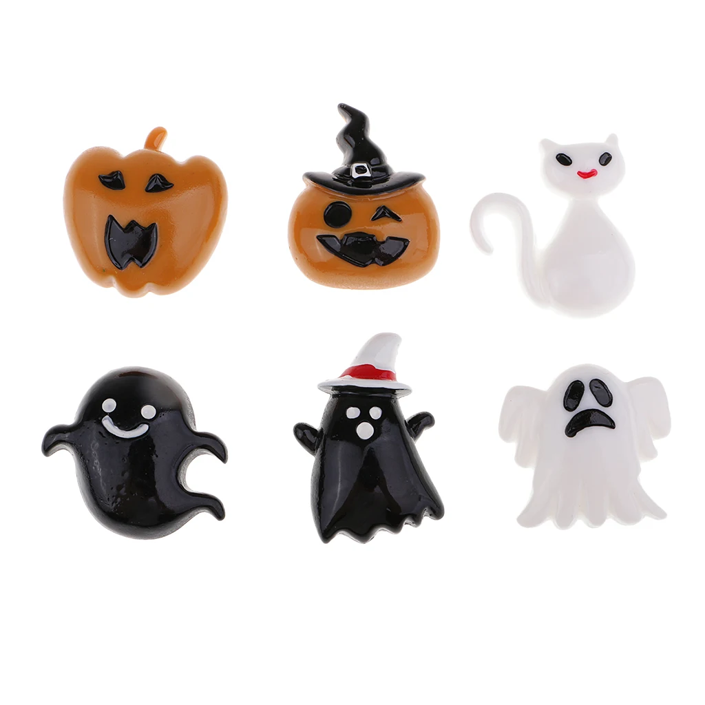 20pcs Flat Back Resin Cabochon Halloween Themes DIY Flatback Embellishment Scrapbooking Crafts Phone Case Decorations | Дом и сад