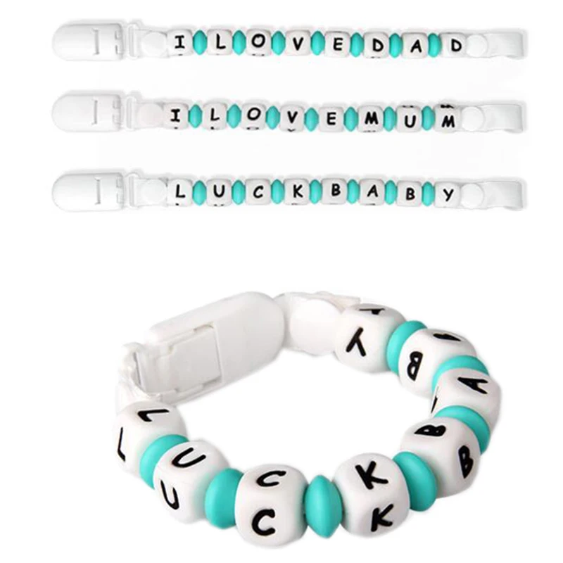 

100Pc/Bag Silicone Letter Beads For Insert Name On Pacifier Chain Clips 12Mm Chewing Alphabet Beads For Baby Necklace Teethers