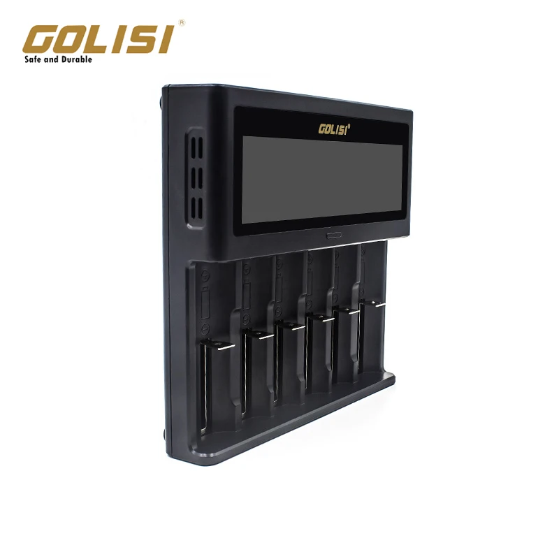 Golisi S6 UK plug 2A 1A 0.5A интеллектуальное зарядное устройство с ЖК-дисплеем для 18650 26650 20700