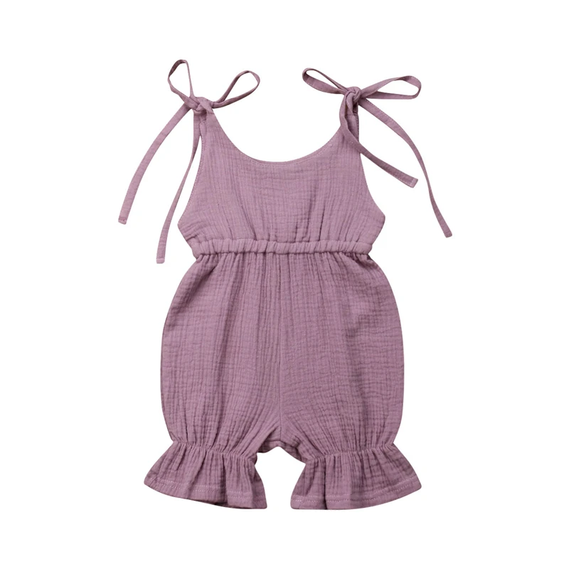 

2019 Brand New Summer Toddler Newborn Baby Girls Clothes Kids Solid Cotton Romper Jumpsuit Outfits Sunsuit