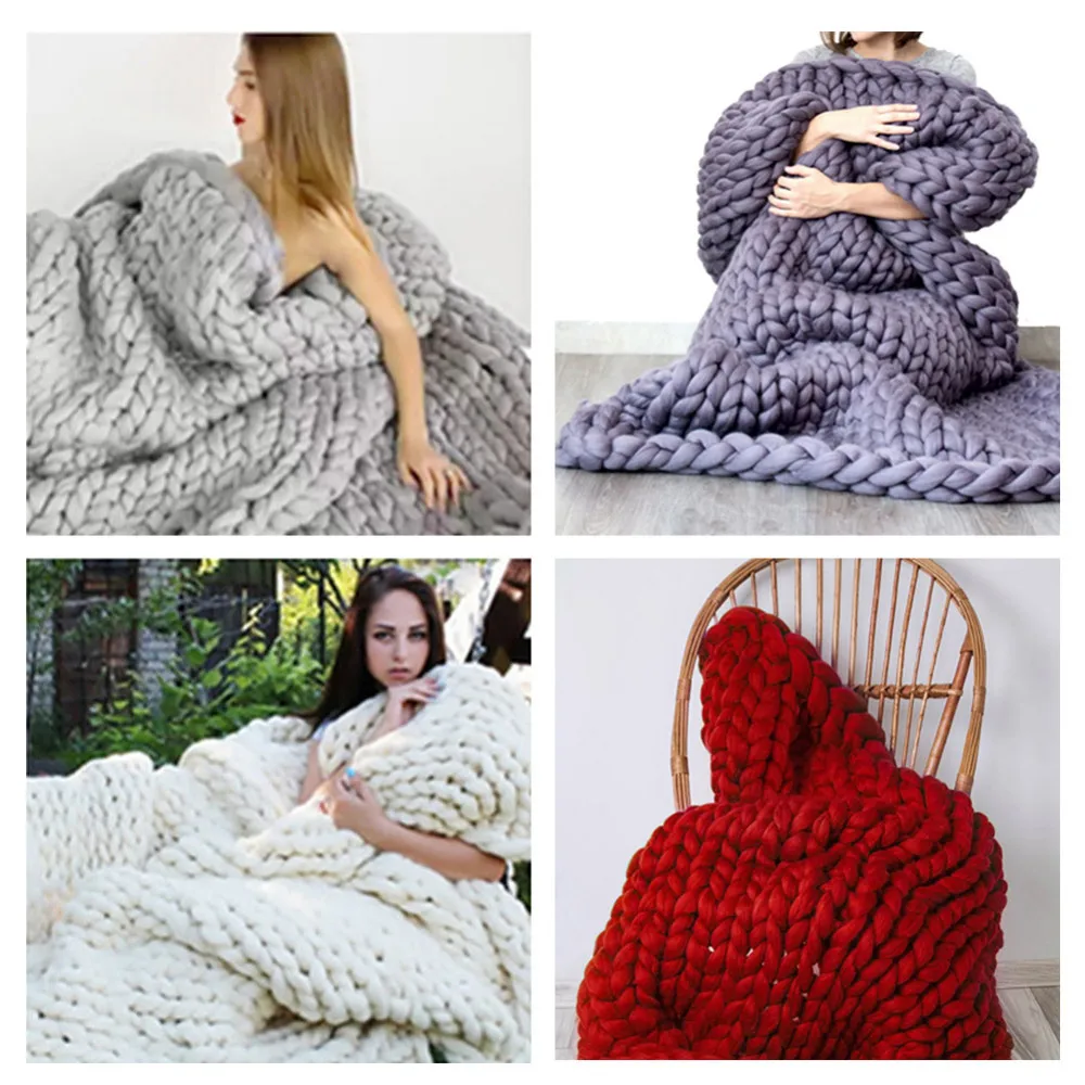 Mao Коренастый Malha De La Cobertor Grosso Merino Fio Volumoso Вязание копье Cobertores 200х200 см Casa Nordico Texteis