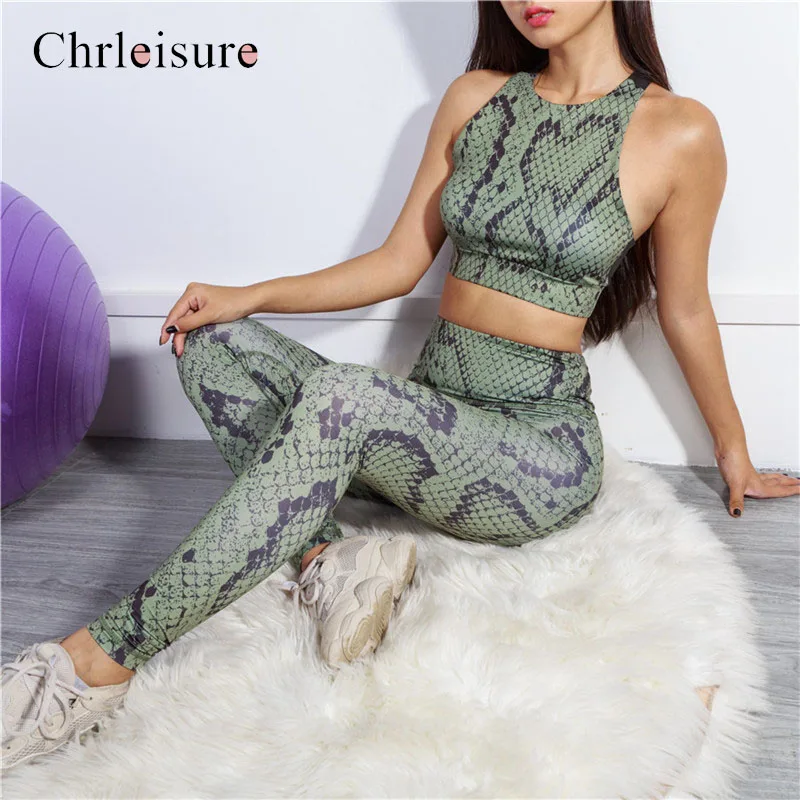Chrleisure змеиный принт спортивный костюм для женщин летние сексуальные шорты и Топ