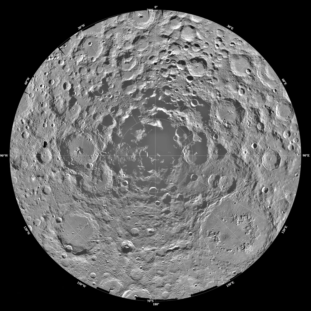 Лунная мозаика Южно полярной области печати постер с Луной (28x28)|Таблички и знаки|