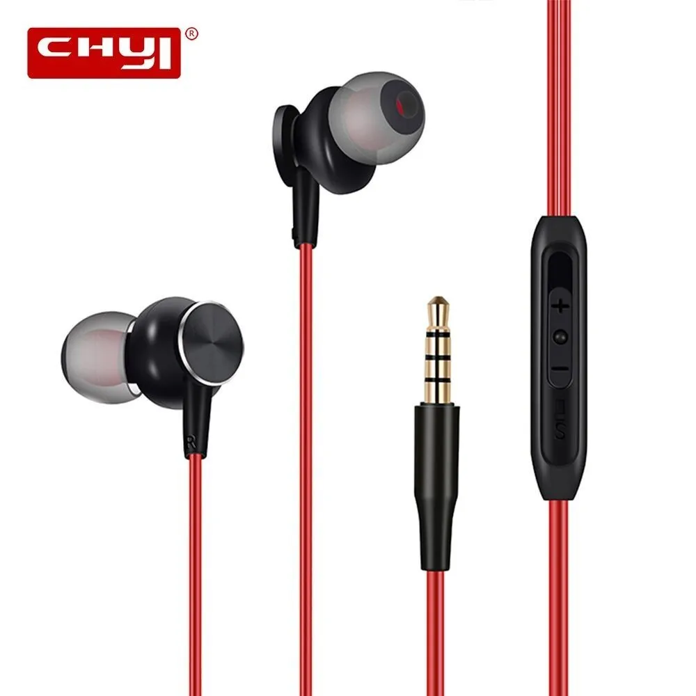 Chyi In-Ear сильный магнитный бас 1 2 м Проводные уши музыка наушники с микрофоном Мода