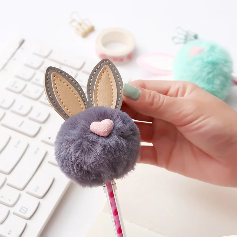 Милый Плюшевый Кролик с ушами гелевая ручка 0 5 мм Kawaii черными чернилами