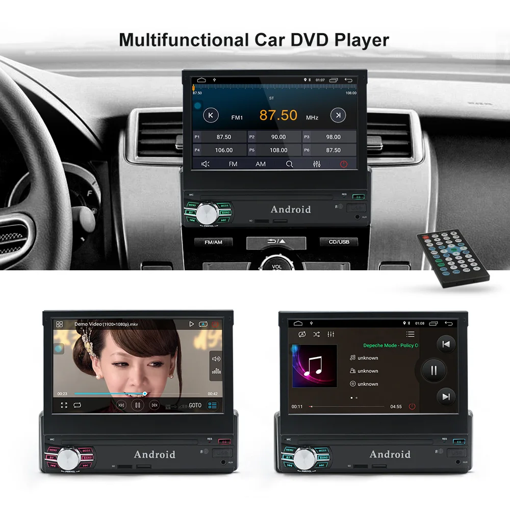 Zeepin 1 DIN автомобильный DVD плеер gps навигатор Android 6 0 7 дюймов Сенсорный экран