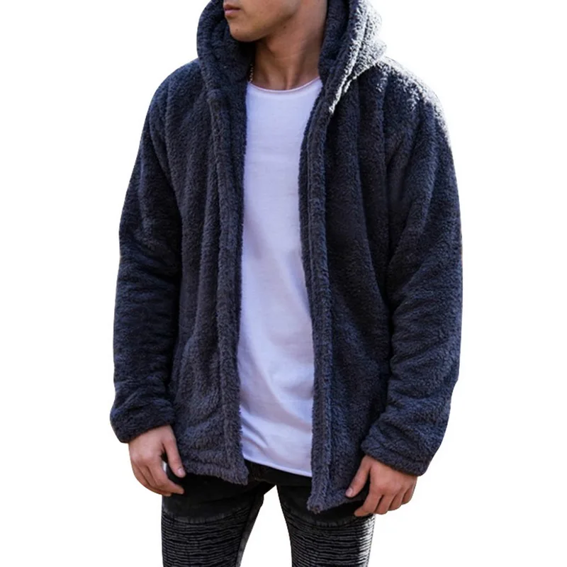 Laamei Men's Jacket Casual Solid Color Warm Fleece Hooded Fashion Shirt warm winter thickened windbreaker | Мужская одежда