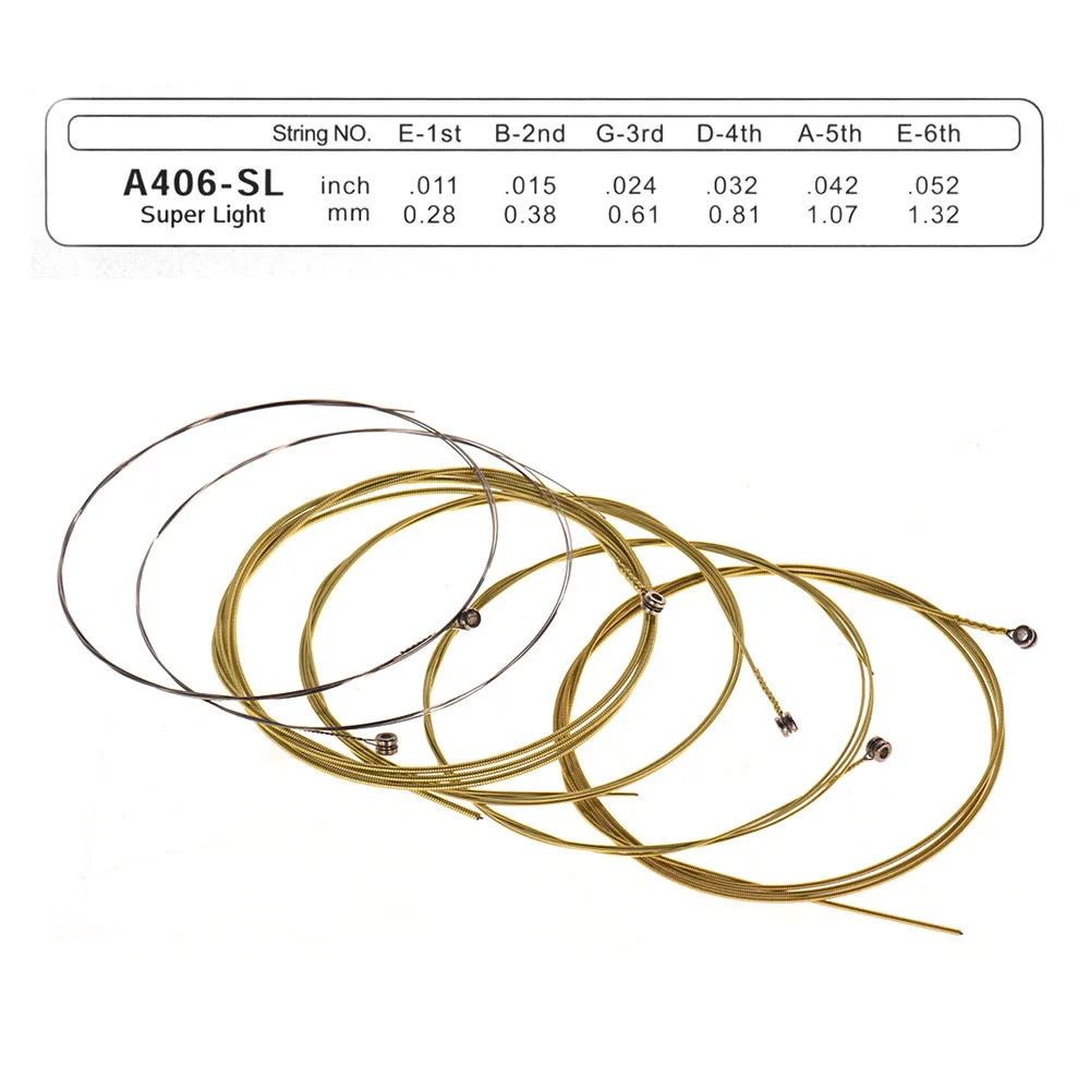 Alice A406 Series 6pcs Acoustic Guitar Strings Folk String Set Stainless Steel Wire Core Coated Copper Alloy Wound | Спорт и