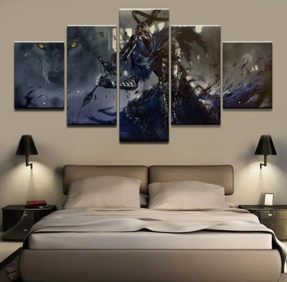 Модульная картина Home декоративное настенное искусство рисовать 5 панелей игры Dark