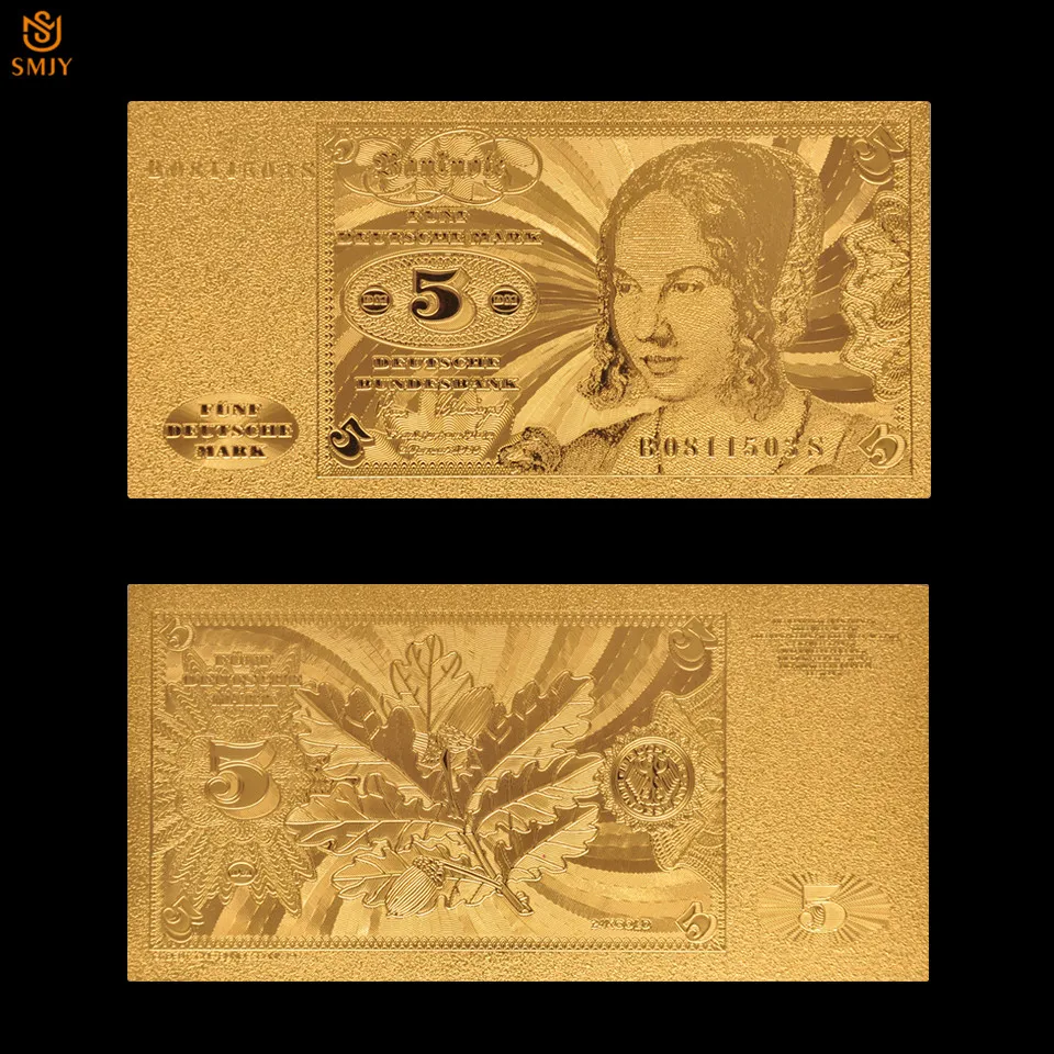 6 шт./лот домашние украшения немецкая Золотая банкнота 5/10/20/50/500/1000 Mark 999 9 фольга
