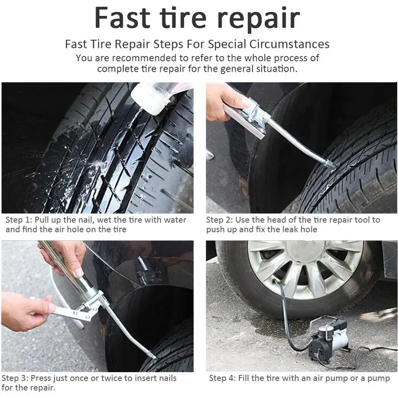 

2nd Upgraded Car Tire Repair Kit Inner Tire Rubber Strip Emergency Vacuum Tire Fast Repair Tool With Rubber Strip Valve Cap