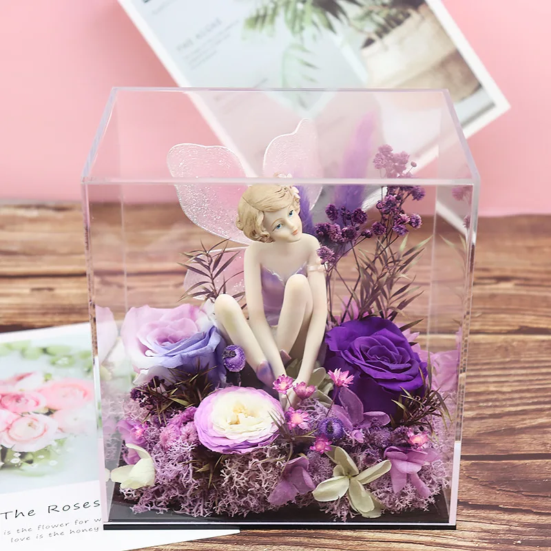 Christmas Deer Fairy Acrylic Preserved Flower Box Rose Flowers Valentine's Day Creative Gift for Girlfriend Party Gifts | Дом и сад