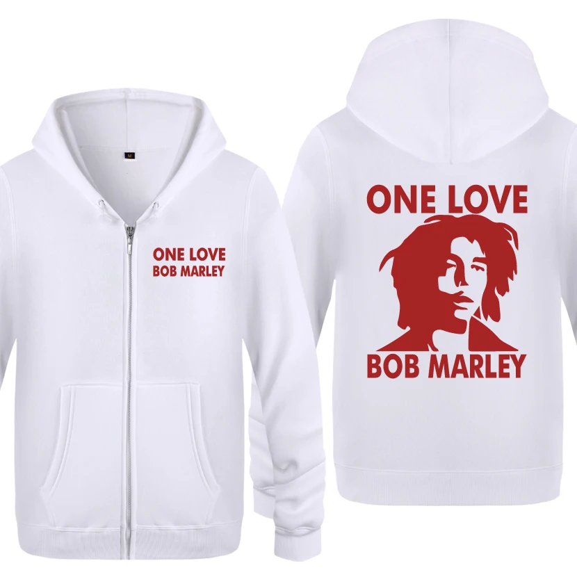 Мужские флисовые толстовки на молнии One Love Bob Marley с капюшоном 2018 | Мужская одежда