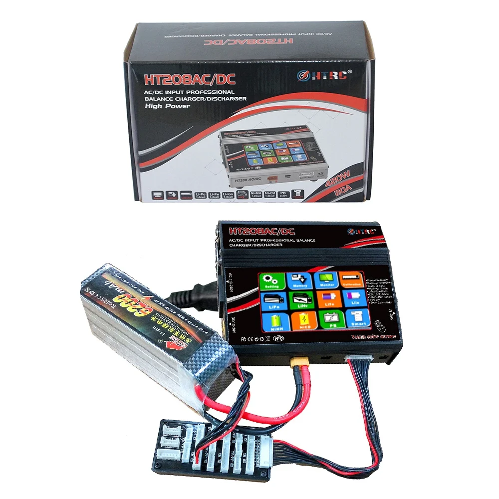 HTRC Eu Plug Htrc Ht208 Ac Dc 420 Вт 20A ЖК экран баланс зарядное устройство разрядное для 1 8S Lilon