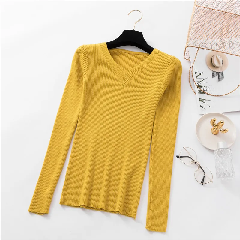 2020 big size Thick Warm Knitted Women Sweater Autumn Winter Sexy Pullover High Elasticity V-Neck Soft Female Jumper | Женская одежда