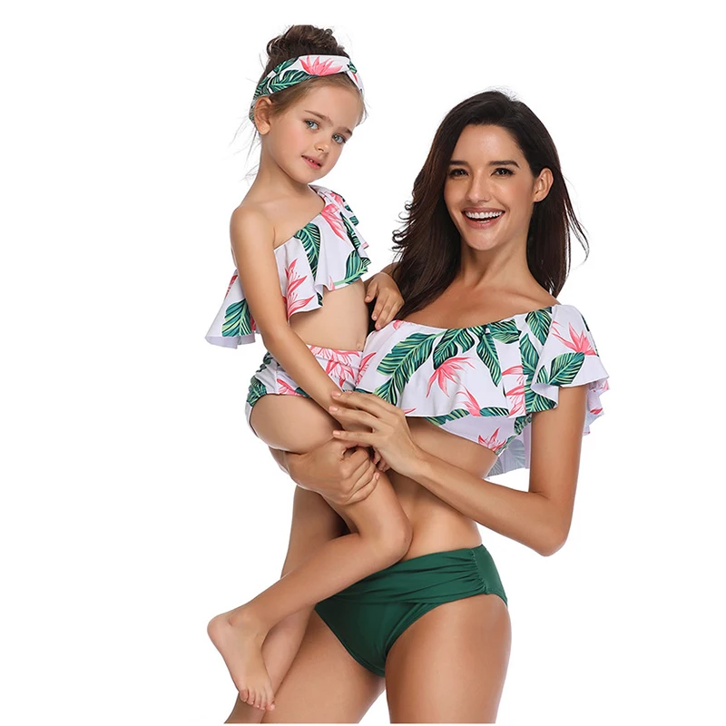 2019 Women Daughter Bikinis Beach Bathing Suit Swimwear Falbala Two Piece Set Fashionable High Waist Bikini |