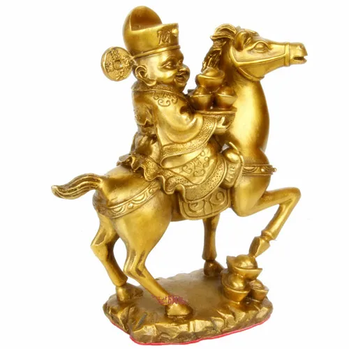 

China Folk god of wealth Riding horse small statue
