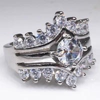 14k gold three story diamond ring anillos de simulated bague etoile nuture bizuteria jewelry for women wedding gemstone rings