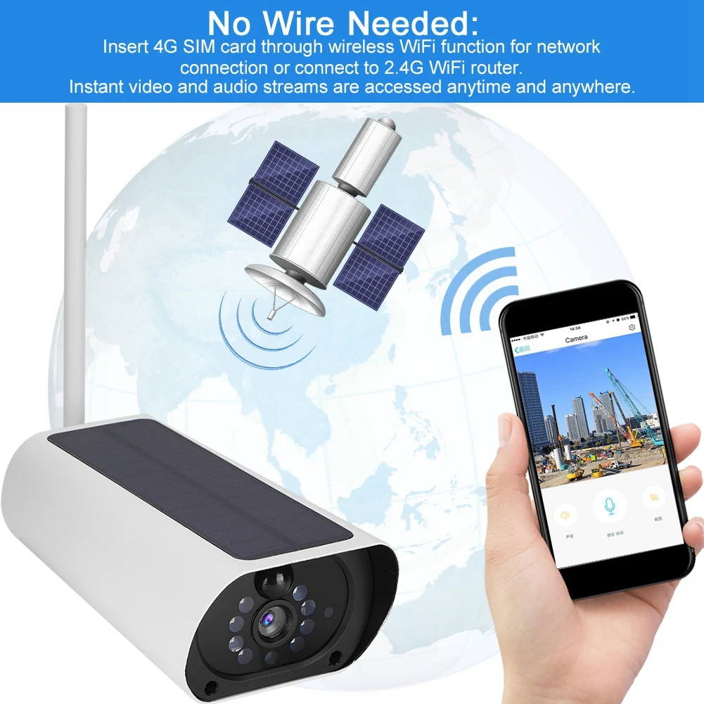 4G солнечная 1080P IP камера наружная Водонепроницаемая CCTV ночного видения на