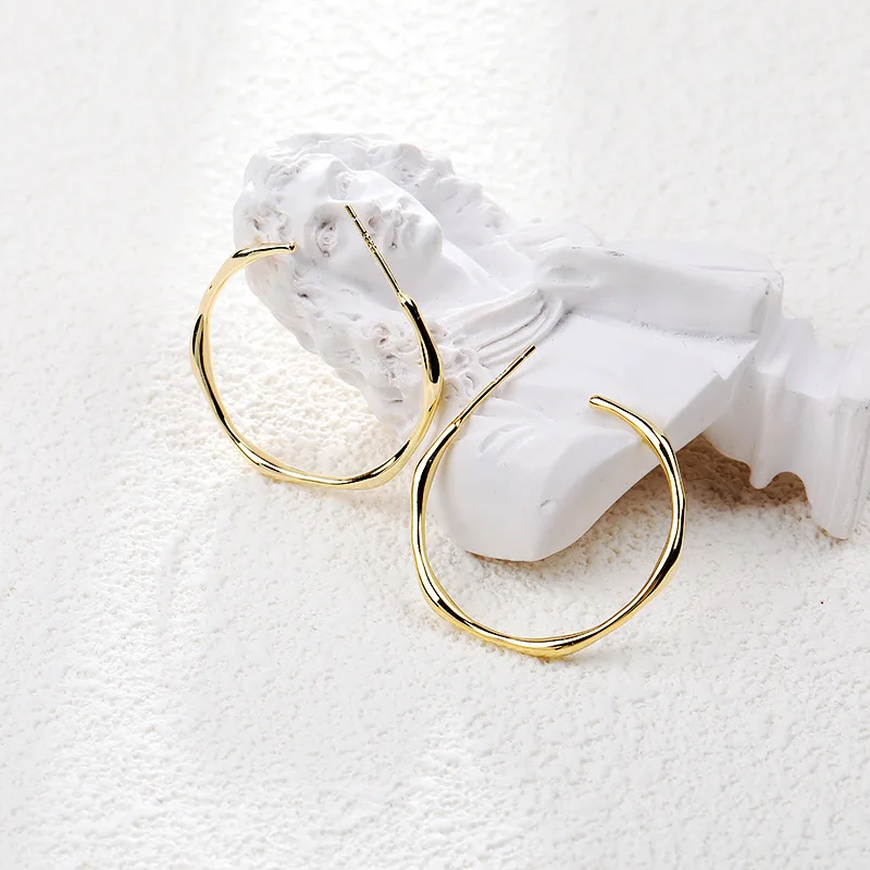 Factory Price 100% 925 Silver Fashion Minimalism Delicate Gold Plated Twist Stud Earrings Fine Jewelry for Female | Украшения и