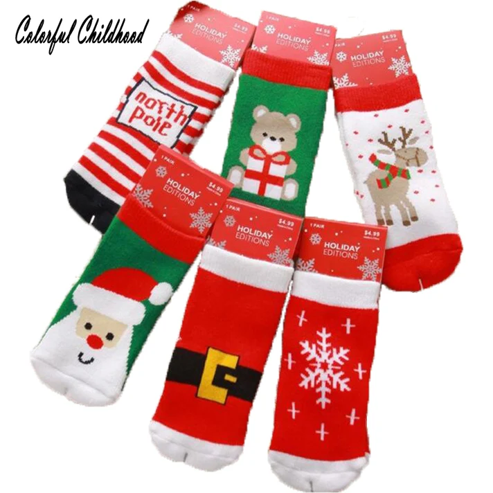 

1 Pair Christmas Newborn Baby Girl Winter Autumn Socks Baby Kids Boy Striped Snowflake Elk Santa Claus Bear Sock skarpetki 1-10t