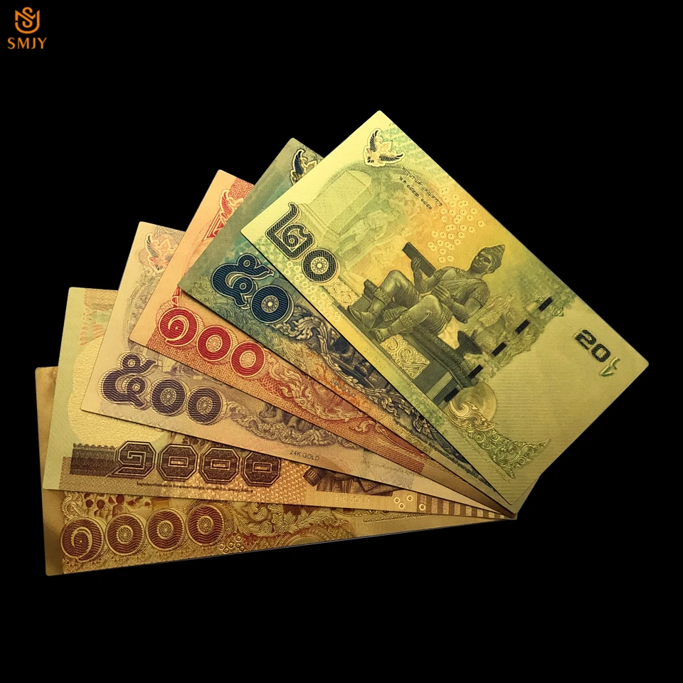 6 шт./лот купюры из тайского золота в азиатской валюте 20.50. 50.. 1000 батов 24 к