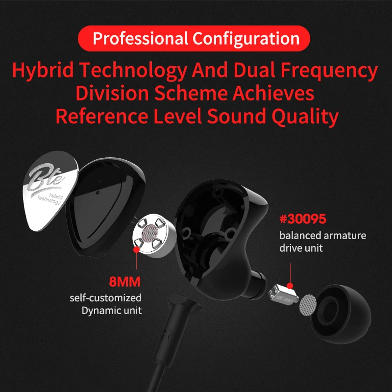 Kz Bte 1dd + 1ba гарнитура Bluetooth беспроводная гарнитура/Aptx спортивные Hi Fi басовые