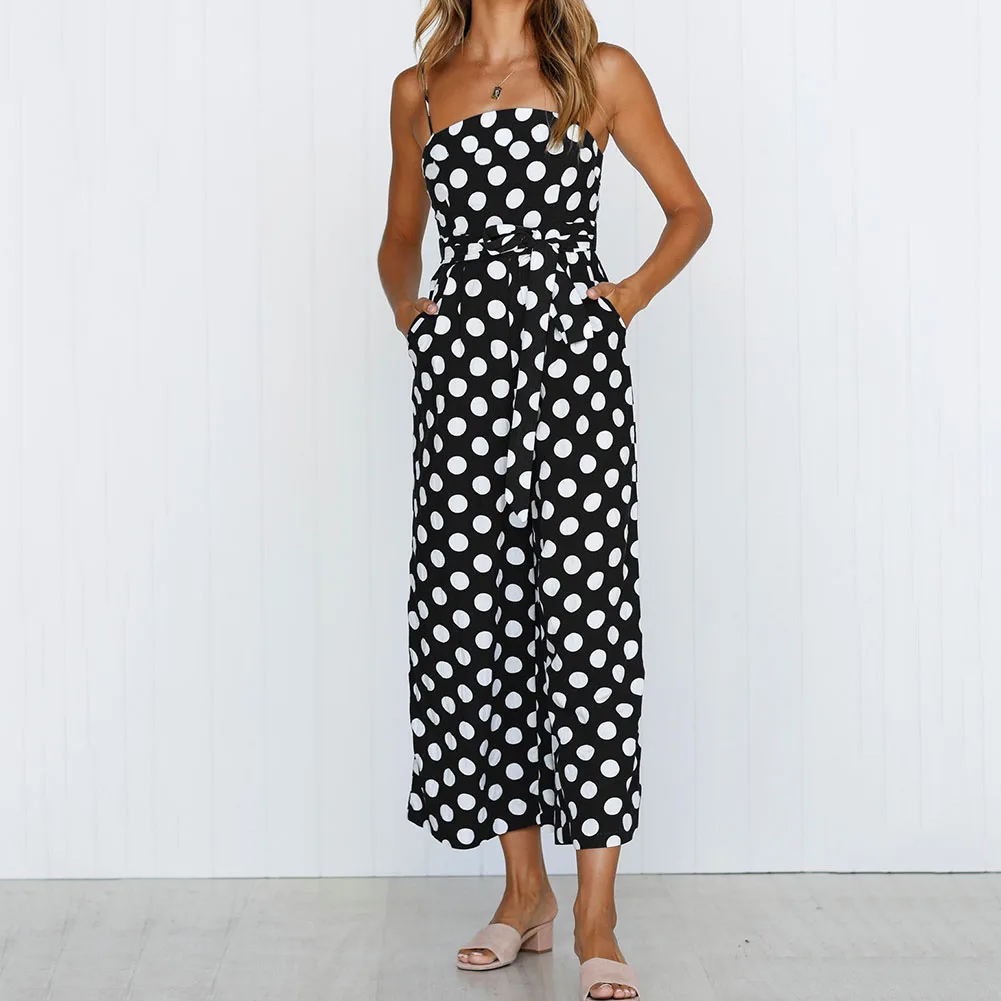 Новый сексуальный женский комбинезон в горошек комбинезоны летние без рукавов