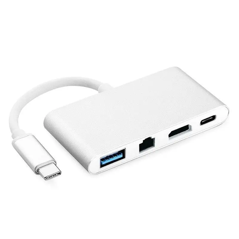 USB C к HDMI 4K + RJ45 Gigabit Ethernet 3 1 Type концентратор адаптера 4в1-C r c r25 |