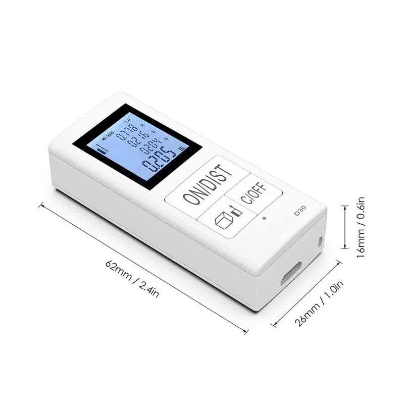 Мини D30 30 м ручной лазерный дальномер цифровой USB Перезаряжаемый Лазерный