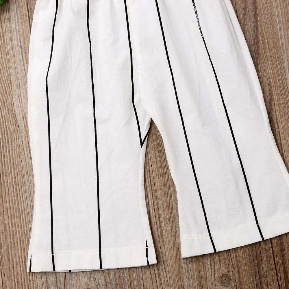 Summer Toddler Kids Baby Girl Sleeveless Backless Striped Flared Pant Romper Jumpsuit One Pieces Outfits Clothes | Детская одежда и