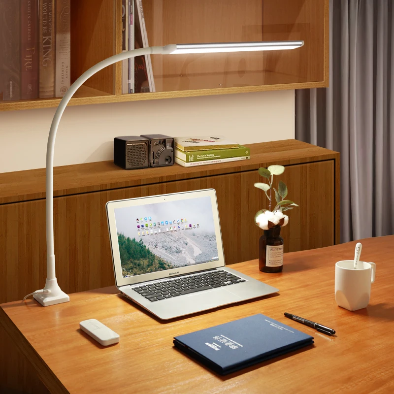 13w Flexible Gooseneck Desk Led Lamp Clip Desktop Light With Remote Control And Five Brightness And Five Color Temperature