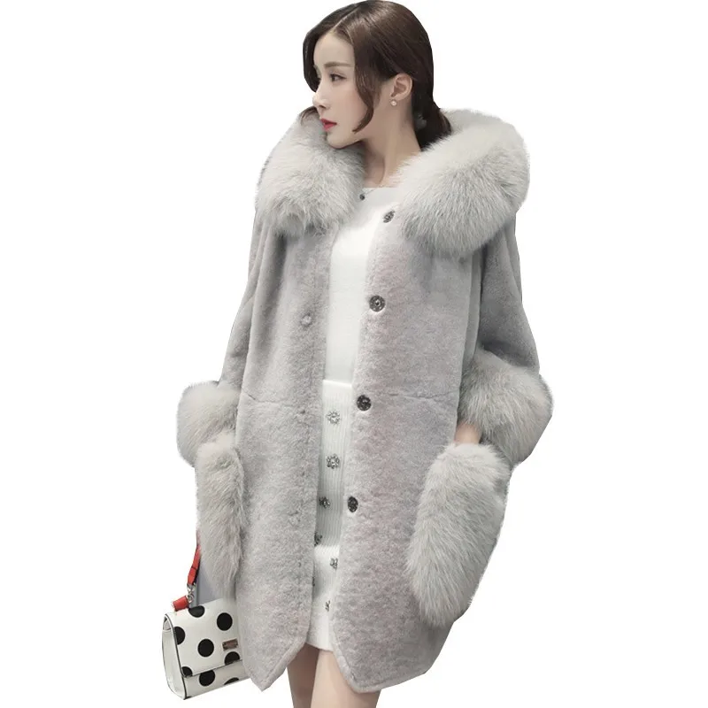 Black Fashion Winter Jacket Women Warm Large Fur Collar Faux Fur Jacket Parka Casual Plus Size Long Fur Coat Fourrure Femme L230