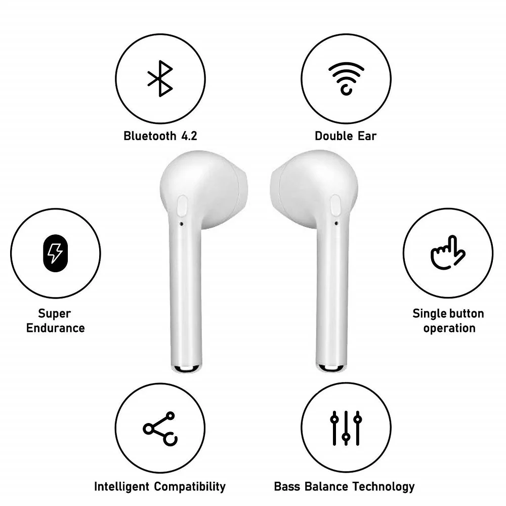I7S TWS стерео Bluetooth наушники с микрофоном спортивные вкладыши Беспроводные