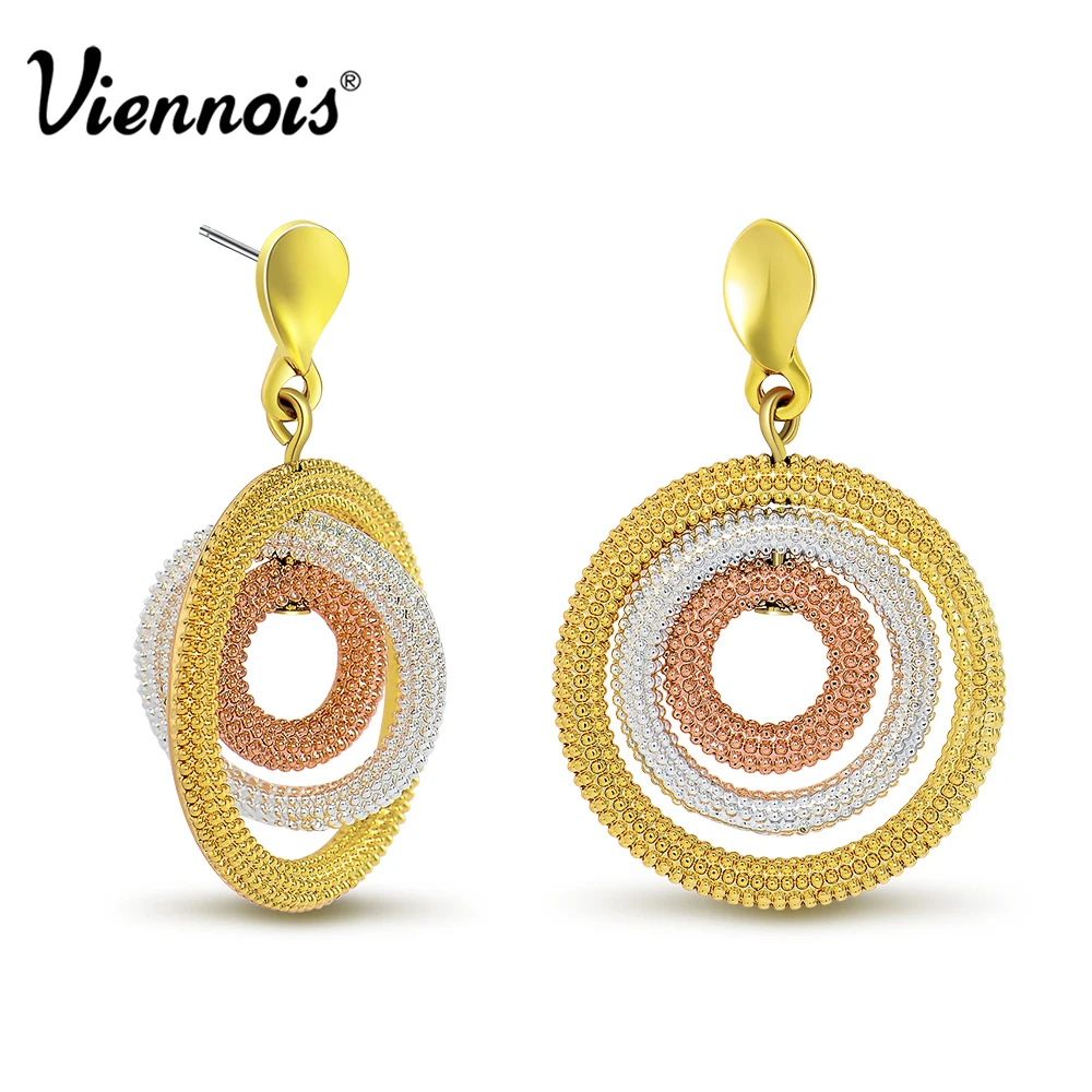 Viennois Новый Круглый Мотаться Серьги для Женщин Смешанная Золото и серебро Роуз