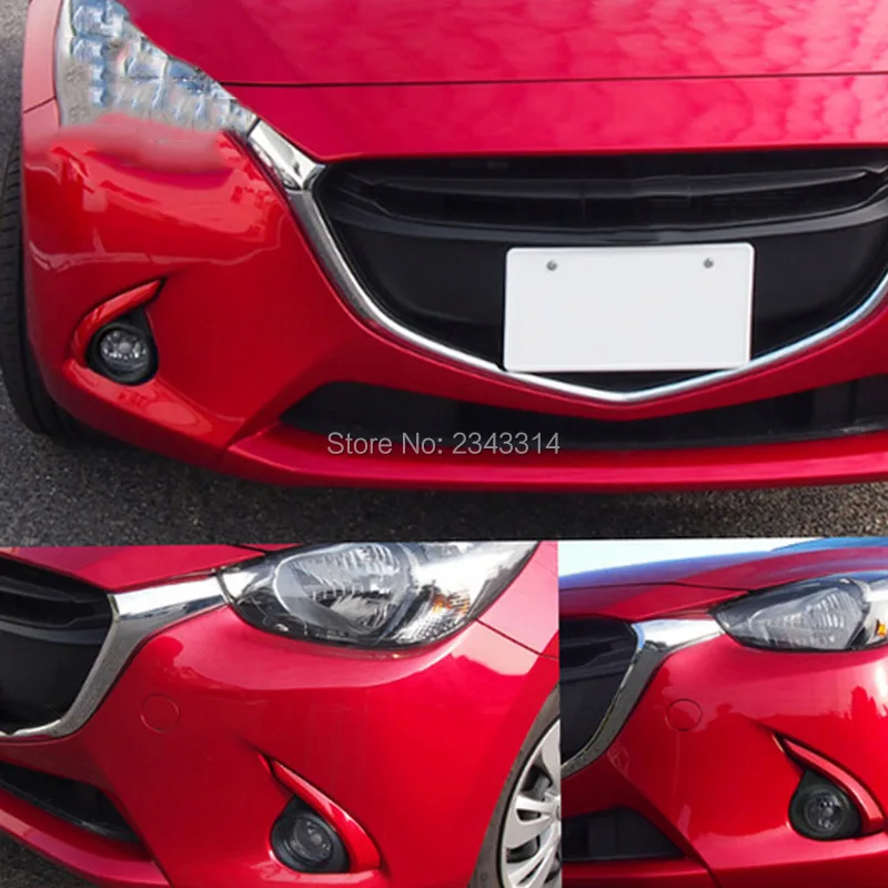 Для Mazda 2 Demio 2016 2017 2018 ABS Серебряный передний противотуманный фонарь лампа бампер