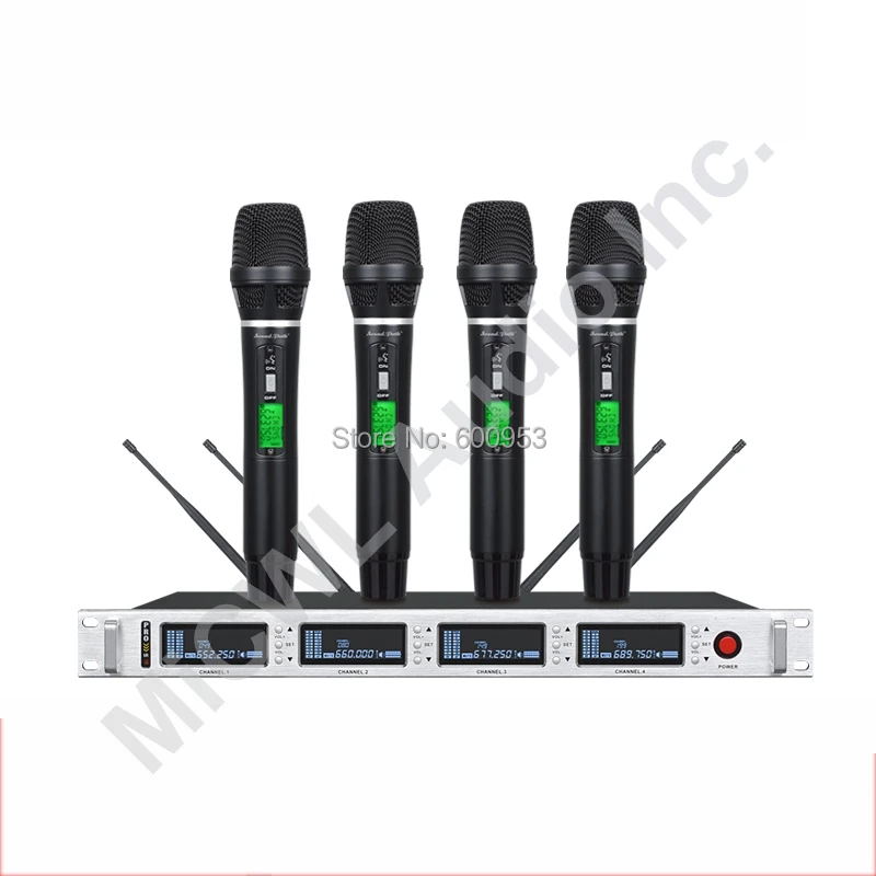 MiCWL 4 бежевая гарнитура беспроводная караоке DJ микрофон Система SKM9000 4x100 Channel 2