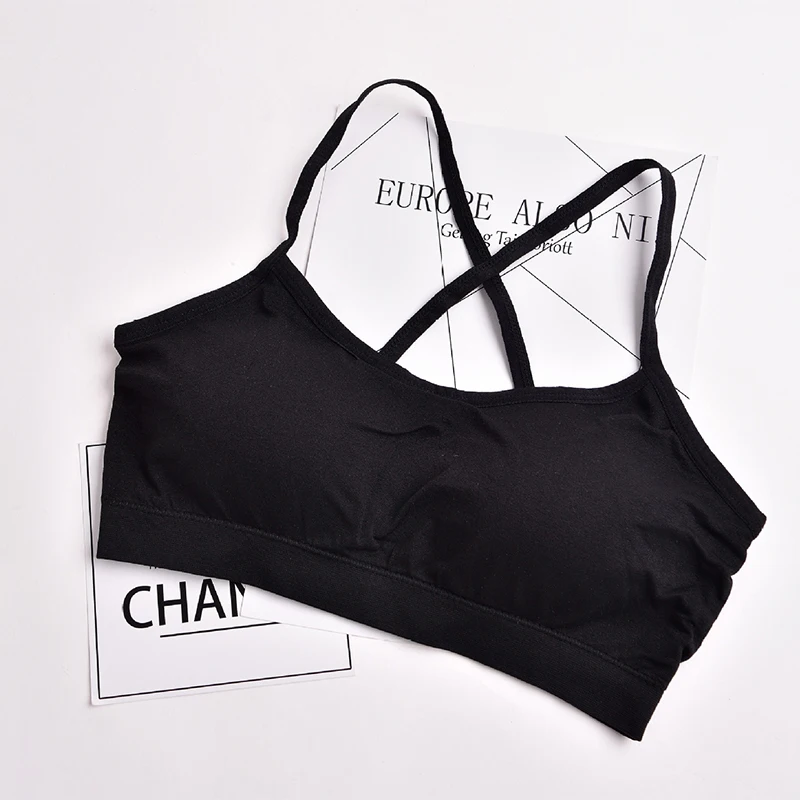 2019 summer new seamless piece of beauty back wrapped chest anti-lighting with pad sports tube top female | Женская одежда
